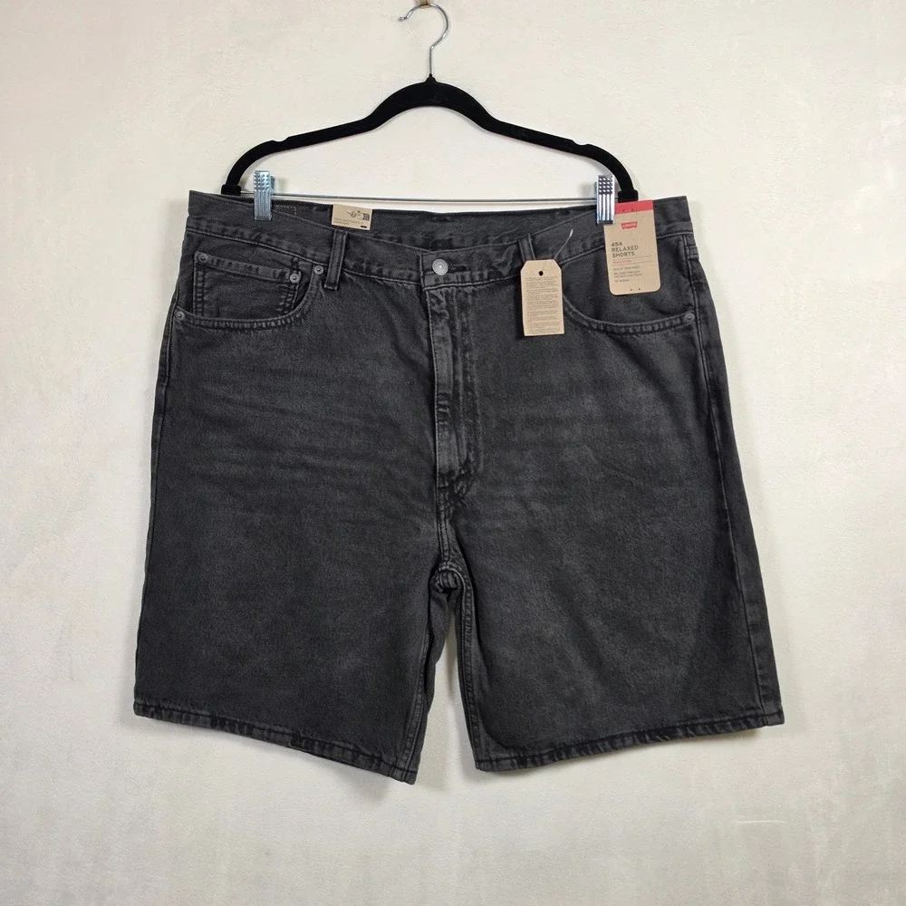 NEW Levi's 454 Relaxed Shorts Mens 40 Black Denim Cotton‎ Workwear Casual Grunge